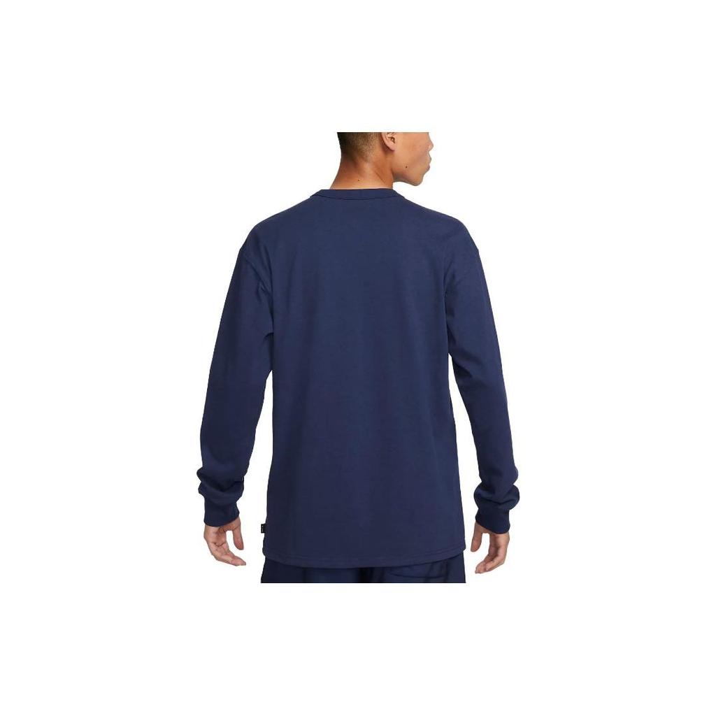 Nike Solid Color Brand Logo Crew Neck Pullover Long Sleeve T-Shirt Men Tops Navy DO7391-410