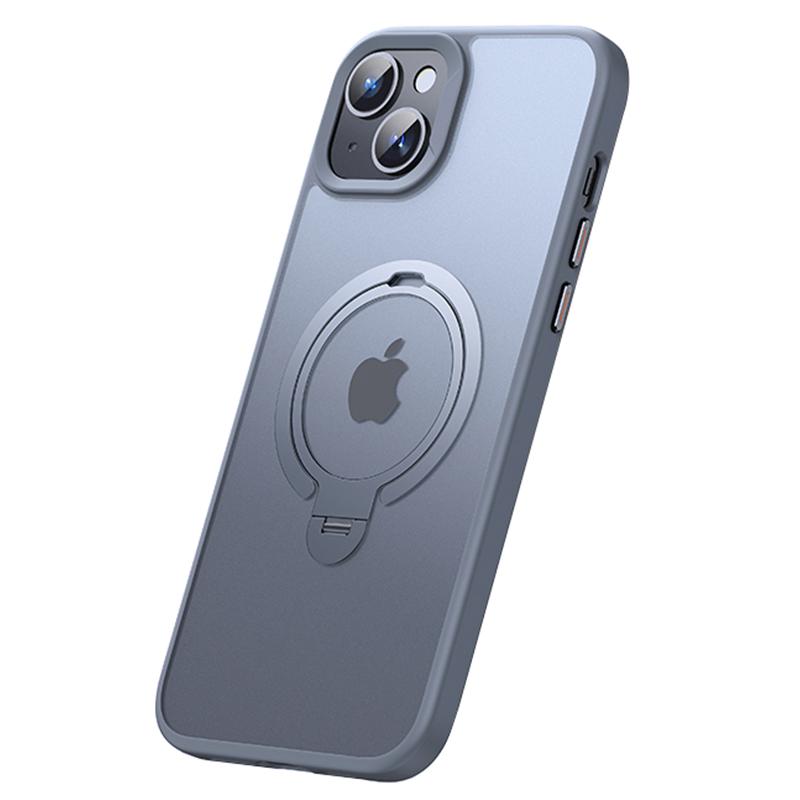 For iPhone 15 Case Dual Magnet Rings TPU+PC Phone Back Cover Kickstand Shell Compatible with MagSafe
