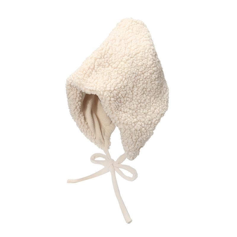 Korean Version Lace-up Plush Lei Feng Hat Autumn and Winter Lamb Wool Warm Hat Children's Cute Bag Head Thickened Ear Protection Cold Hat