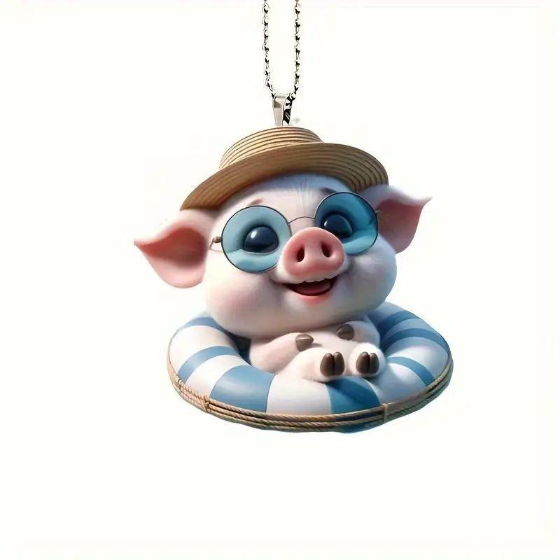 

Acrylic Stylish Pig Car Decoration Colorful Cartoon Accessory Perfect For Vehicle Styling