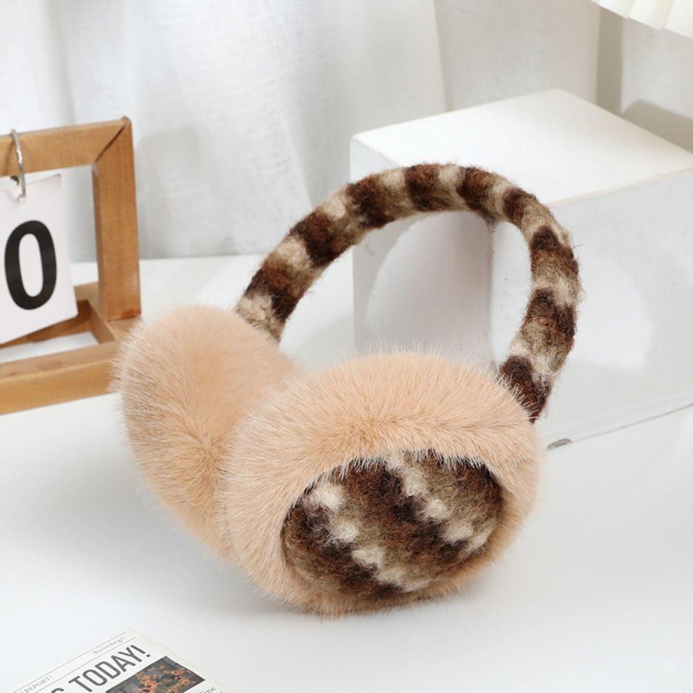 Windproof Foldable Ear Warmers Leopard Print Plush Ear Muffs  Cold Weather Protection
