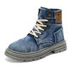 Retro Denim Canvas Boots for Men Trendy High Top Boots Outdoor Street Men's Ankle Boots Platform Working Shoes Botas Masculino