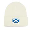 Flag of Scotland Print Knitted Cap Beanie, Patriotic Woman Cap Stretchy Autumn Unisex Pompom Beanies Knit Cap Beanie