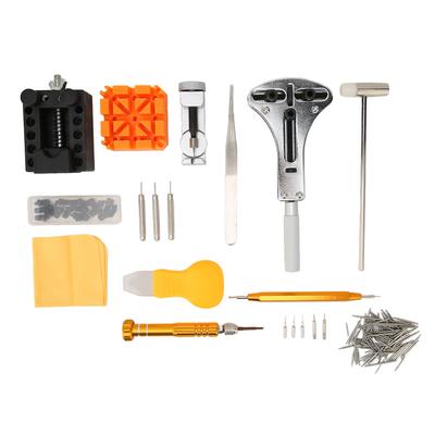 Kit per la riparazione di orologi Sostituzione batteria orologio Apri cassa orologio Kit completo di strumenti per orologi con marrone