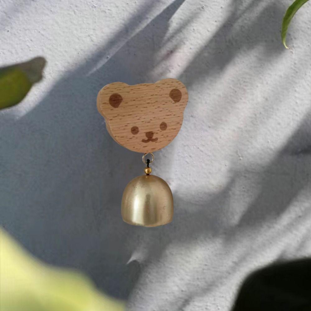 Cartoon Bear Doorbell Rabbit/Cat Shape Wind Chimes Wooden Door Bell Hanging Decorative