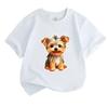 Cute Yorkie Puppy Graphic Kids T Shirt 100% Cotton Crew Neck Short Sleeve Tees for Boys Girls Casual Soft Breathable Animal Dog Print Summer Daily Top