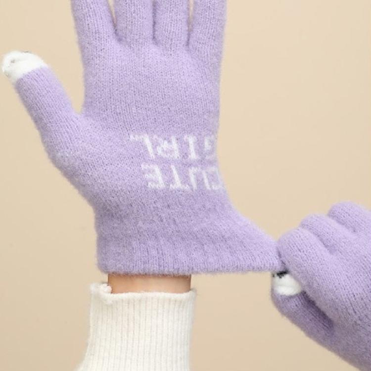 Adult Touchable Screen Gloves Mittens Jacquard Letter Full Finger Gloves