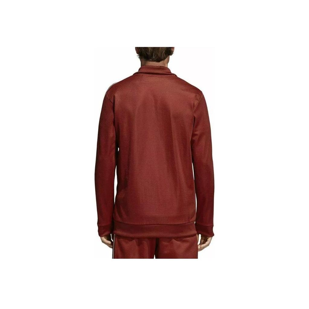 Adidas Chaqueta Retro Deportiva con Cuello Mao con Logo Originals Estampado de Letras Manga Larga Chaqueta Hombre Borgoña CW1251