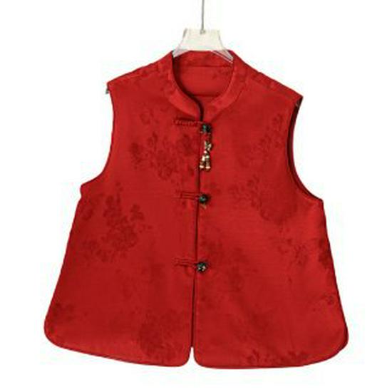 2026 Spring & Autumn Women s Elegant Tang Suit Embroidered Vest with Frog Button Cape 4XL