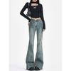Jeans a zampa da donna a vita alta Y2k vestiti pantaloni in denim vintage lavato retro straccio stile coreano streetwear