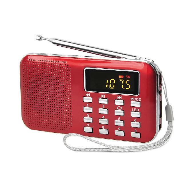 Super Bass HIFI FM Radio Speaker L-218 with TF USB AUX Flashlight Rechargeable Battery