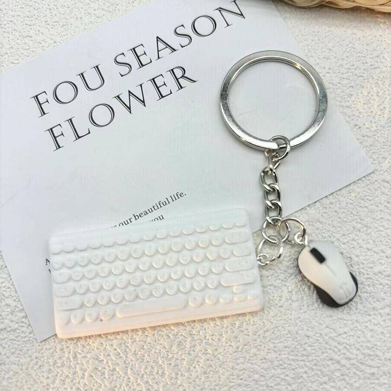 Creative Mini Keyboard Mouse Keychain Cute Simulation Key Ring Pendant School Bag Pendant Keychain Accessory Gift