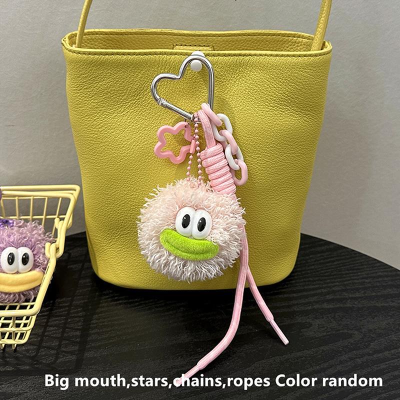 Kawaii Big Mouth Doll Keychain Creative Sweet Plush Doll Keyring Girly Bag Pendant Backpack Hanging Decoration Lovely Gifts