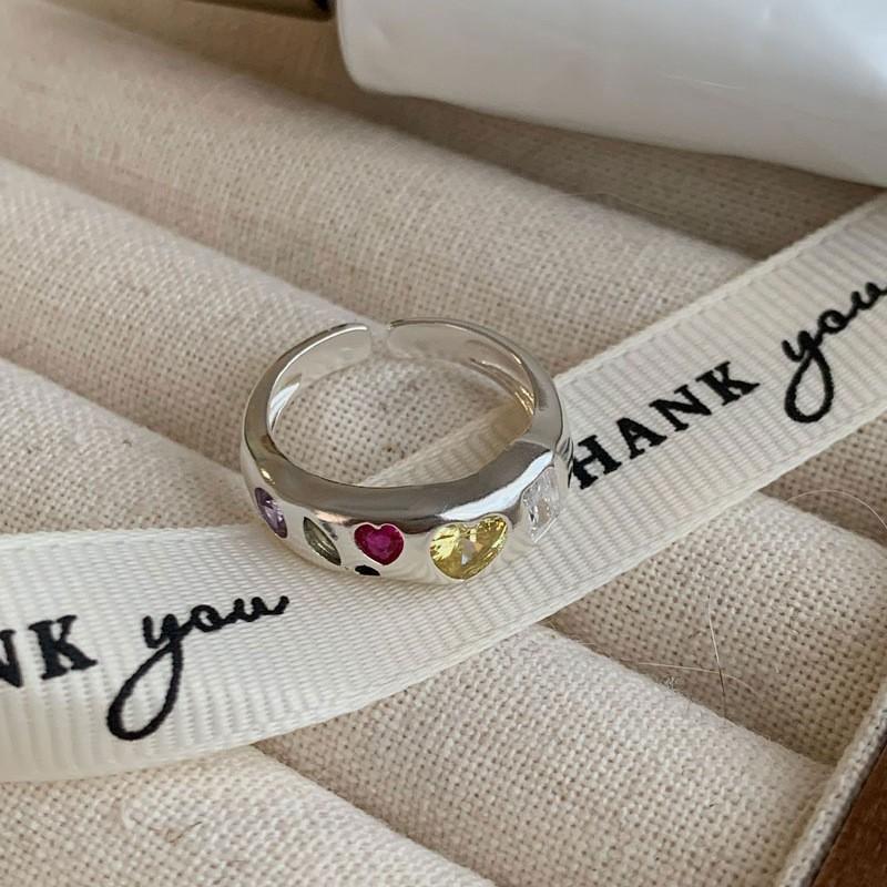 Adjustable Open Unique Ring With Multicolored Zircon Stones Perfect For Stylish Women Accessories
