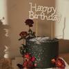 New Alloy Rhinestone Golden Silver Happy Birthday Love Cake Topper for Birthday Wedding Party Cake Decoration Supplies
