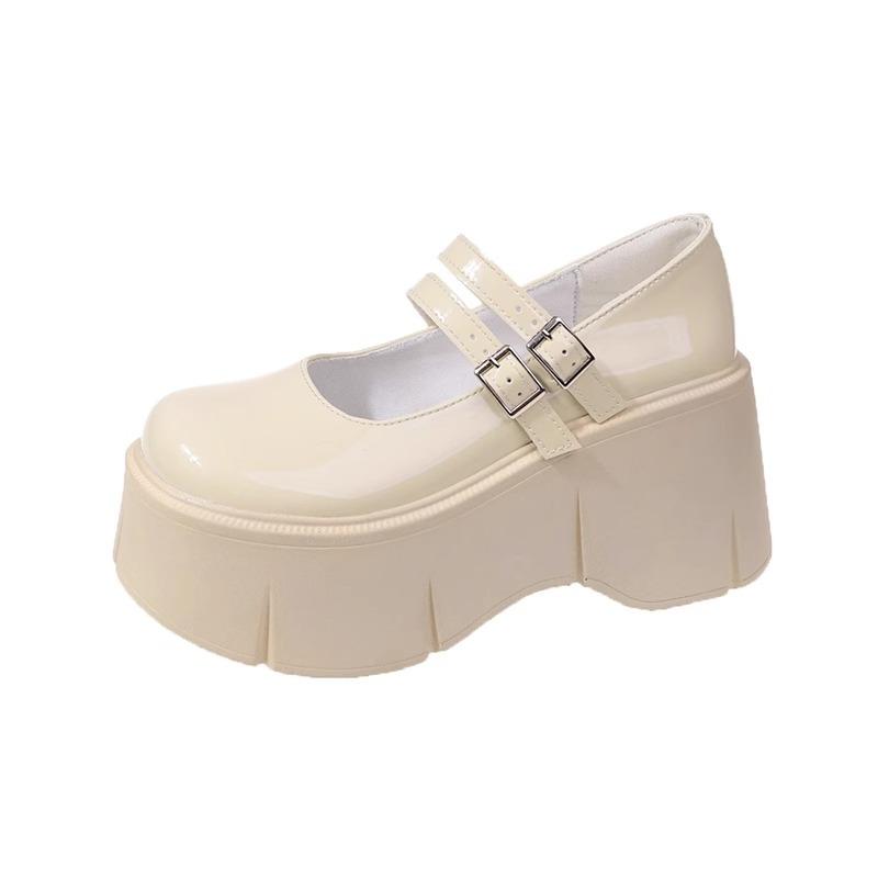 High-heeled Platform Small Leather Shoes Women's Autumn French Mary Jane Retro Heightening Japanese Muffin Single Shoes