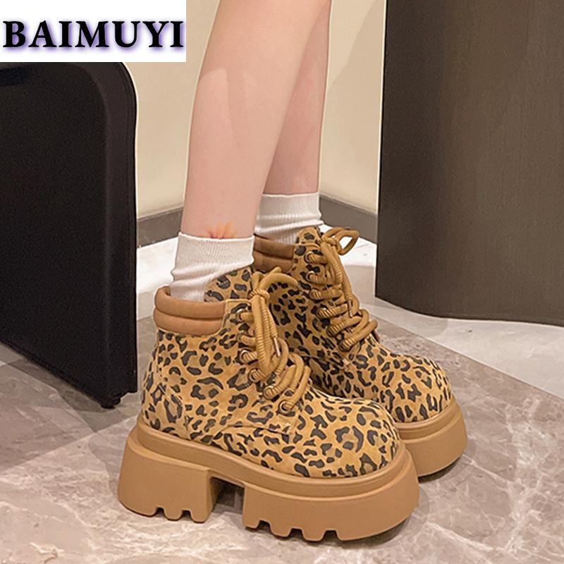 Leopárd Platform Magassarkú Női Cipők Márka Bokacsizma 2025 Trend Tervező Alkalmi Túrázó Chelsea Csizma Új Pumpák Mujer Botas