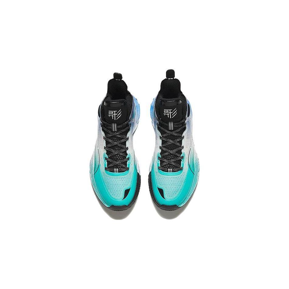 Anta Kids Round Head Knob Shock Absorbing Wear Resistant High Top Basketball Shoes Kids Basketball Shoes Green Blue Black T12331190R-3