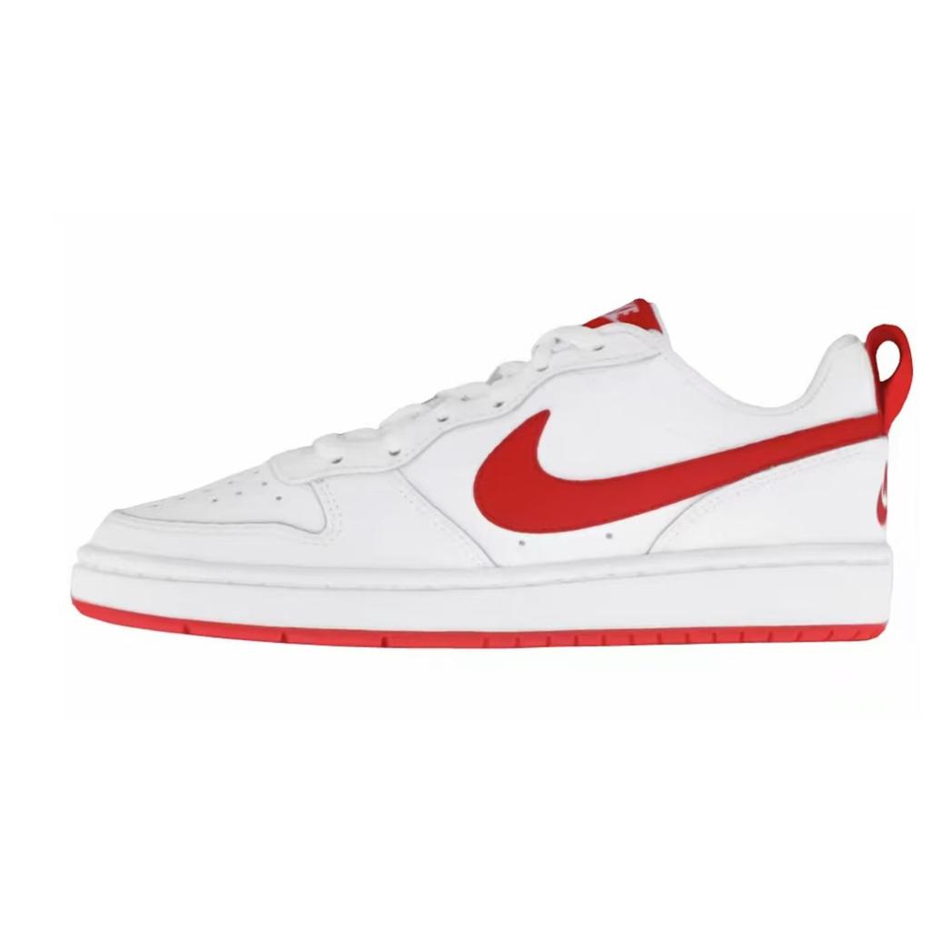 Nike Court Borough 2 Abrasion Resistant Low top Skateboard Shoes Women's White Red BQ5448-103(Team-)-Random packaging bags