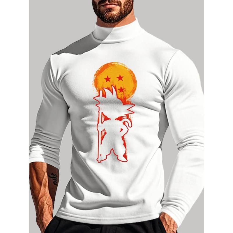 

Dragon Balls Men s Fitted Long Sleeve T-Shirt, Striped Pattern, Moisture-Wicking Fabric, Gym & Sports XXL