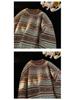 Men's Color Block Striped Sweater - Autumn/Winter Loose Long Sleeve Crew Neck, Couple Trendy Style