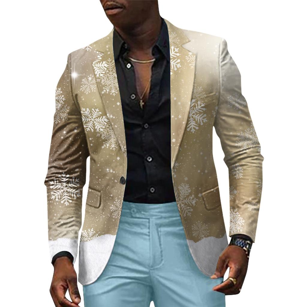 Unisex Winter Christmas Prints Suit Jackets Unisex Casual Fashion Button Jackets