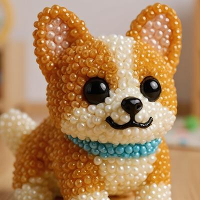3D Animal Ornament Sewing Set 3D Animal Dog Shape Bead Embroidery Set for Beginners