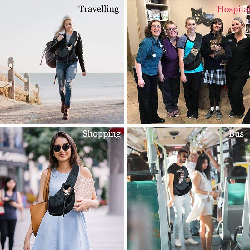 Breathable Dog Carrier Outdoor Travel Handbag Pouch Mesh Shoulder Bag Sling Pet Travel Tote Cat Puppy Carrier