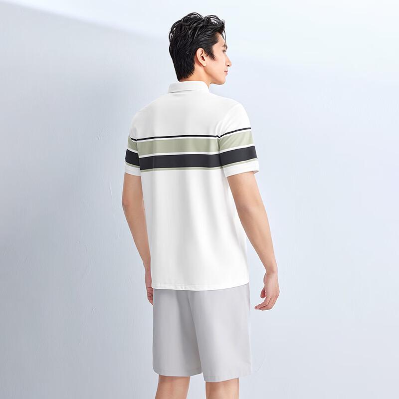 HLA Men's Light Business Color-block Stripe Polo Shirt