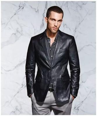 Neu Stilvolle Echtes Business Handgemachte Schwarz Leder Lammfell Blazer