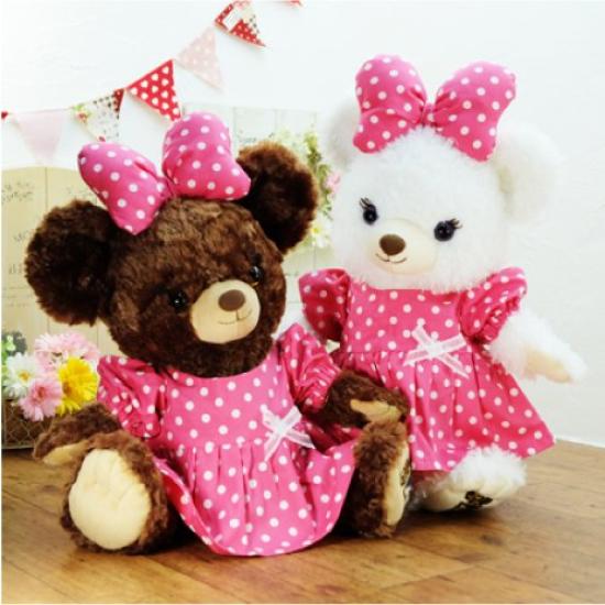 

cushu cush UniBear Dark Pink Polka Dot Puff Sleeve Dress with Size Small Costume, Ribbon,