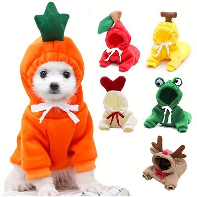 Cute Fruit Design Dog Hoodie - Warm Winter Fleece Pet Clothes for Small/Medium/Large Dogs