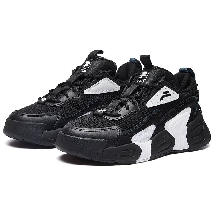 Fila Swarm Fabric Swirl Fashion Versatile Low-Top Retro Basketball Shoes Women Sneaker Black White F12W034124FBW