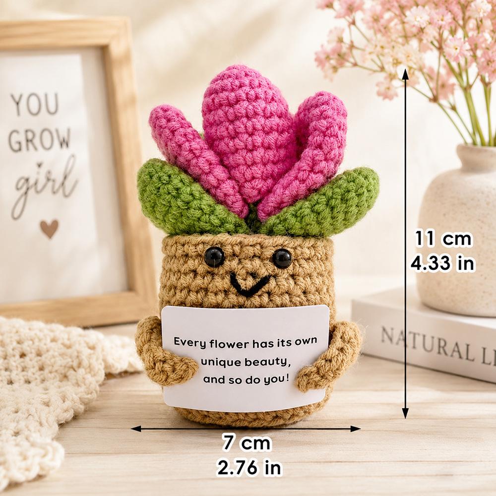 Positive Energy Crochet Doll Pocket Hug Handmade Knitted Plush Potato Plant Avocado Bee Turtle Duck Funny Emotional Support Gift