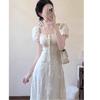 French first love pure square neck dress children's summer 2026 new waist temperament bubble sleeves fairy long dress