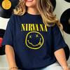 Nirvana Smiley Face Tee 90s Vintage Grunge Band Shirt Hoodie Pullover Unisex Streetwear Sweatshirt Kurt Cobain Fan Gift