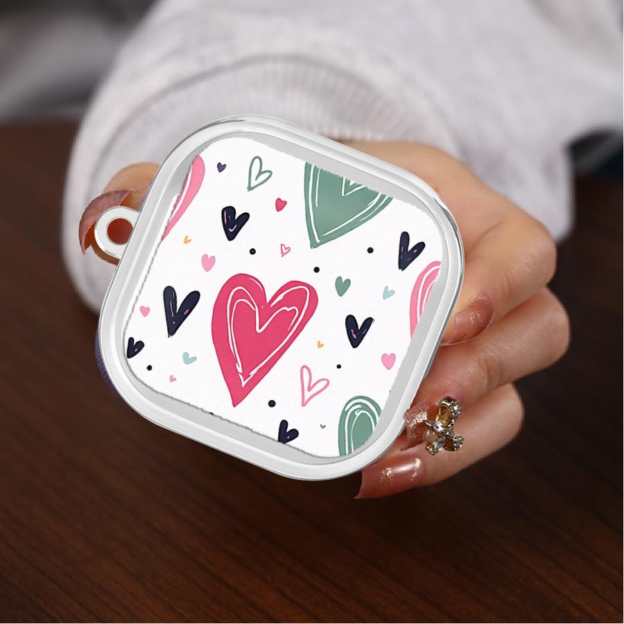 Love Heart Leopard Pink Case For Samsung Galaxy Buds 3Pro Live 2 4Pro 2Pro 4 Pro 3 FE Clear Earphone Cases Cover With Hook