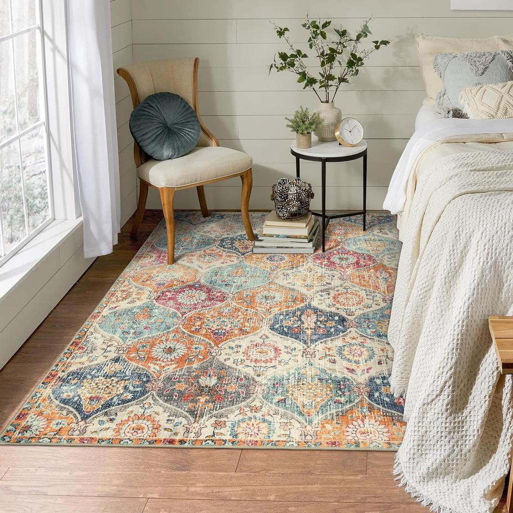 Neue Vintage-Blumen-Teppiche Weiche Akzent-Bereichsteppiche Großformatige Teppiche Kurzflor-Teppich für Wohnzimmer Schlafzimmer Heimdekor Fußmatte