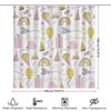 Happy Birthday Party Decorations Shower Curtain For Kids Room Pink Yellow BalloonsParty HatsCakeRainbowStarsBalloonsConfet