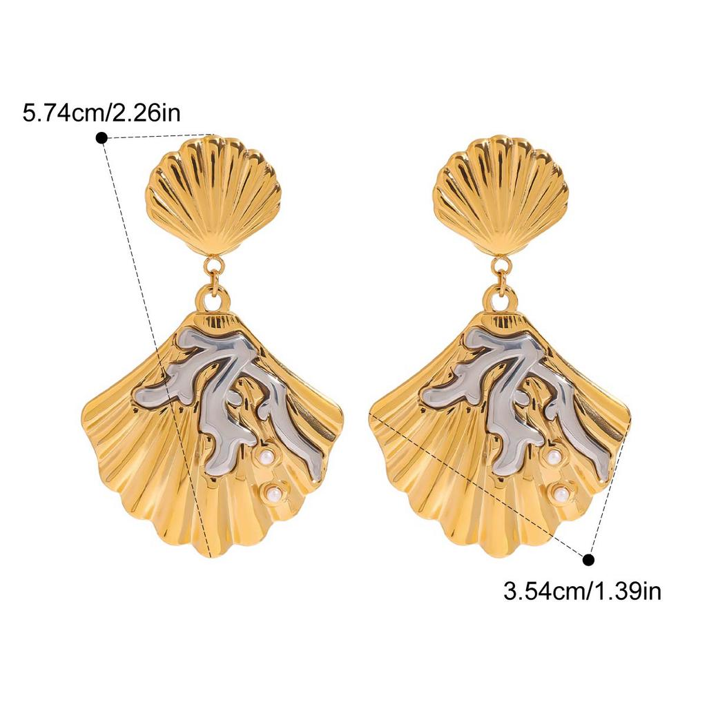 Fashion Stainless Steel Ocean Scenery Coral Shell Pendant Earrings High Quality Summer Fashion Jewellery Gift