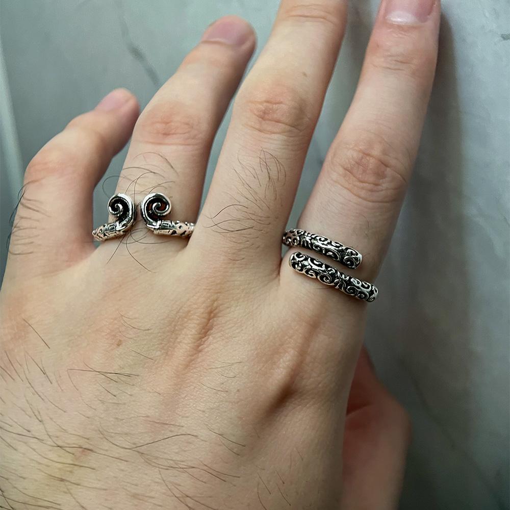 Retro Black Myth Wukong Golden Cudgel Headband Ring For Men Zinc Alloy Color Punk Gothic Open Ring Monkey King Accessories Zircon