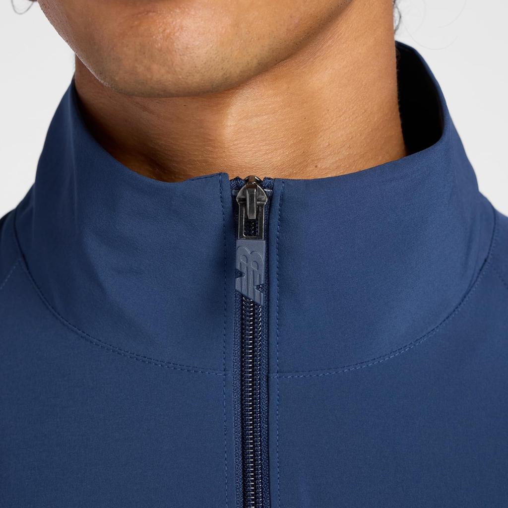 New Balance Men's Woven Track Coat Jacket Mesh Lining Nylon Windbreaker (AMJ53170) NB Navy Size S