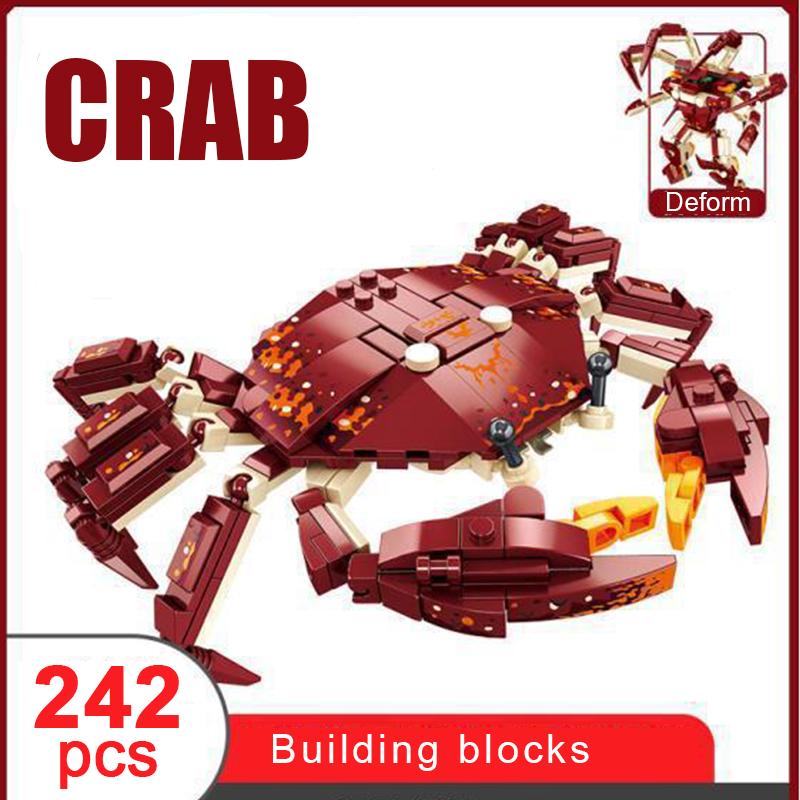 Non-Toxic Ocean Animals Building Block Diy Creative Assembly Crab Small Particle Toy Shark Lobster Robot Deformation For Kids Adults Gift