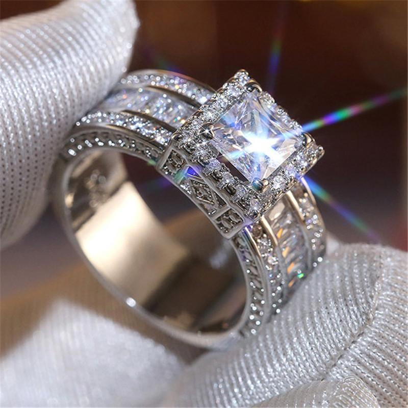 CopperPrincess Cut Cubic Zirconia Rings for Women Luxury Wedding Party Accessories Fashion Jewelry Gifts