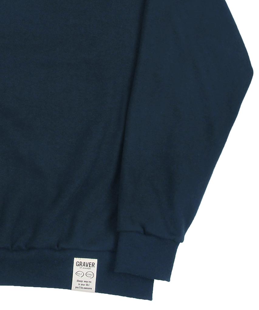 GRAVER [Unisex] Puppy Face Small Drawing Smile Sweatshirt_Navy