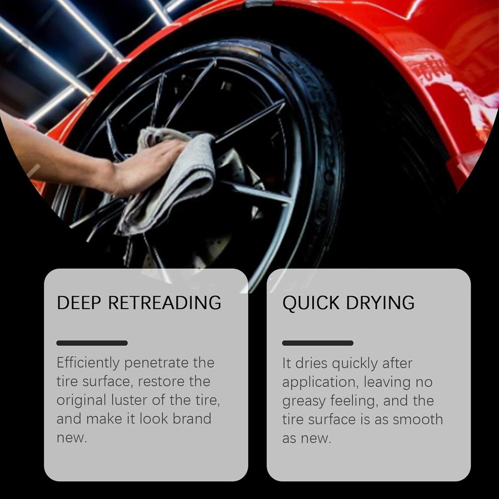 Tire Shine Wax Coating Paste, Car Tire Black Shine with Conditioners, Resists Water & Sunshine Fading, Tire Cleaner with Applicators for Cars,