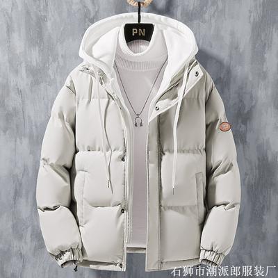 2025 faux manteau deux pièces rembourré en coton pour homme hiver nouveau épaissi à capuche couple velours veste rembourrée en coton tendance veste sac pour homme