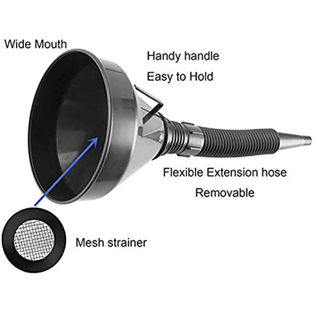 Plastic Large Funnels Wide Mouth With Strainer 2 Pcs Oil Funnel Automotive Flexible With Hose For Cars And Motorcycles Engine Oil Liquid Diesel Keros