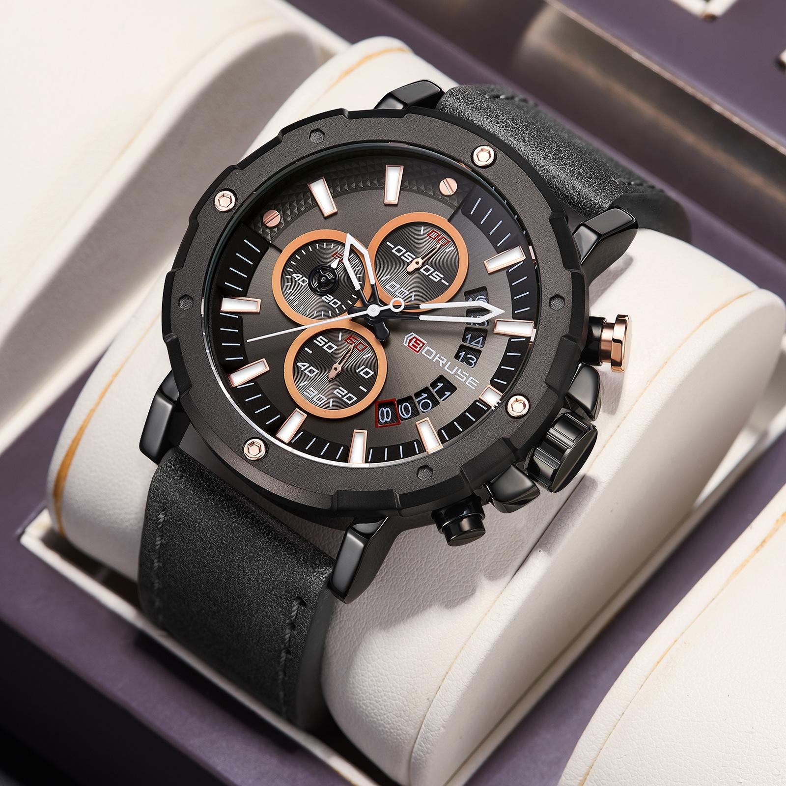 Boruse Men S Belt Watch Fashion Waterproof Calendar Multifunctional Quartz Watch