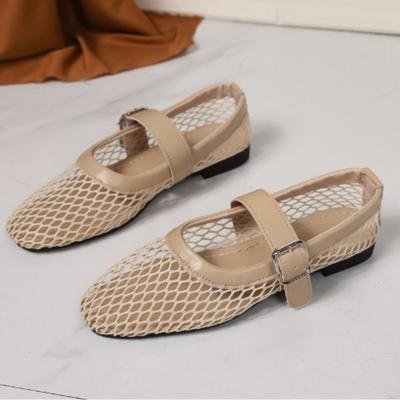 Damen Sandalen Mesh Atmungsaktiv Mode Vielseitige Sandalen Damen Neu Flach Weich Besohlt Mary Jane Schuhe für Damen